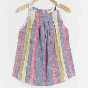 Anthropologie Krisha Tank Top Small Cotton Blend Striped Sleeveless Flowy